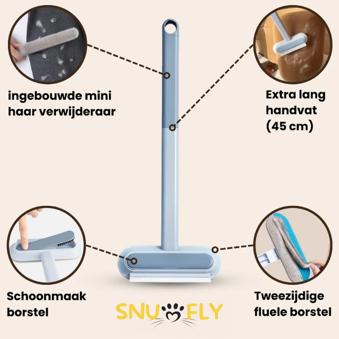 SwipePro Huisdierhaar Verwijderaar - Verwijdert vastzittend huisdierhaar dat je stofzuiger laat liggen SNUFLY